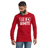 RED and WHITE Unisex Long Sleeve Tee