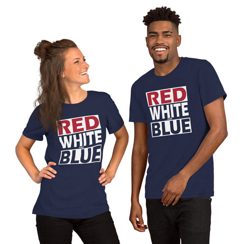 RED WHITE and BLUE Short-Sleeve Unisex T-Shirt