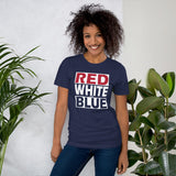 RED WHITE and BLUE Short-Sleeve Unisex T-Shirt