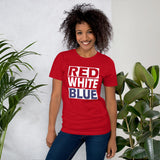 RED WHITE and BLUE Short-Sleeve Unisex T-Shirt