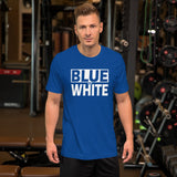 BLUE and WHITE Short-Sleeve Unisex T-Shirt