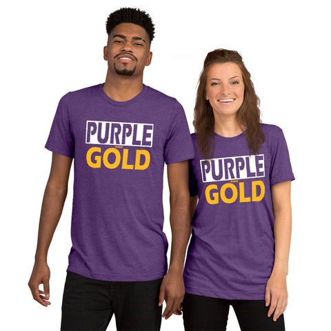 PURPLE and GOLD Short sleeve t-shirt