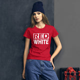 RED and WHITE Women's short sleeve t-shirt