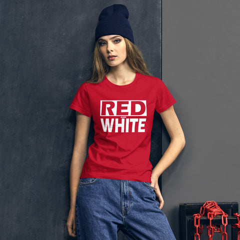 RED and WHITE Women's short sleeve t-shirt